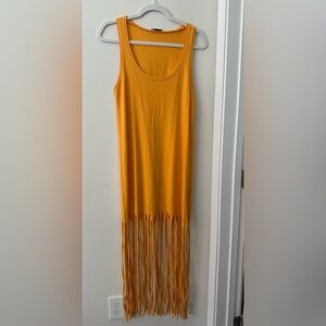 Zara Mustard Orange Fringe Maxi dress
